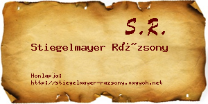 Stiegelmayer Rázsony névjegykártya